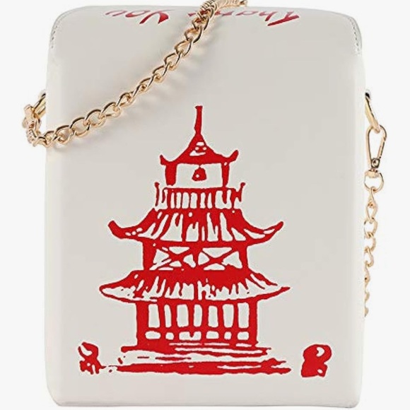 White and Red Pagoda Design Women Bag - Picture 7 of 7